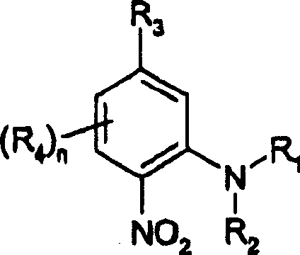 Composition for bleaching and simultaneously dyeing keratin fibers, comprising meta-substituted ortho-nitroaniline
