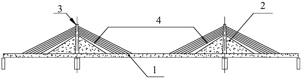 Partial cable-stayed bridge of fish bone beam structure