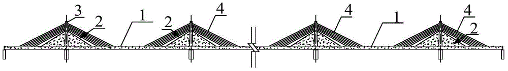 Partial cable-stayed bridge of fish bone beam structure