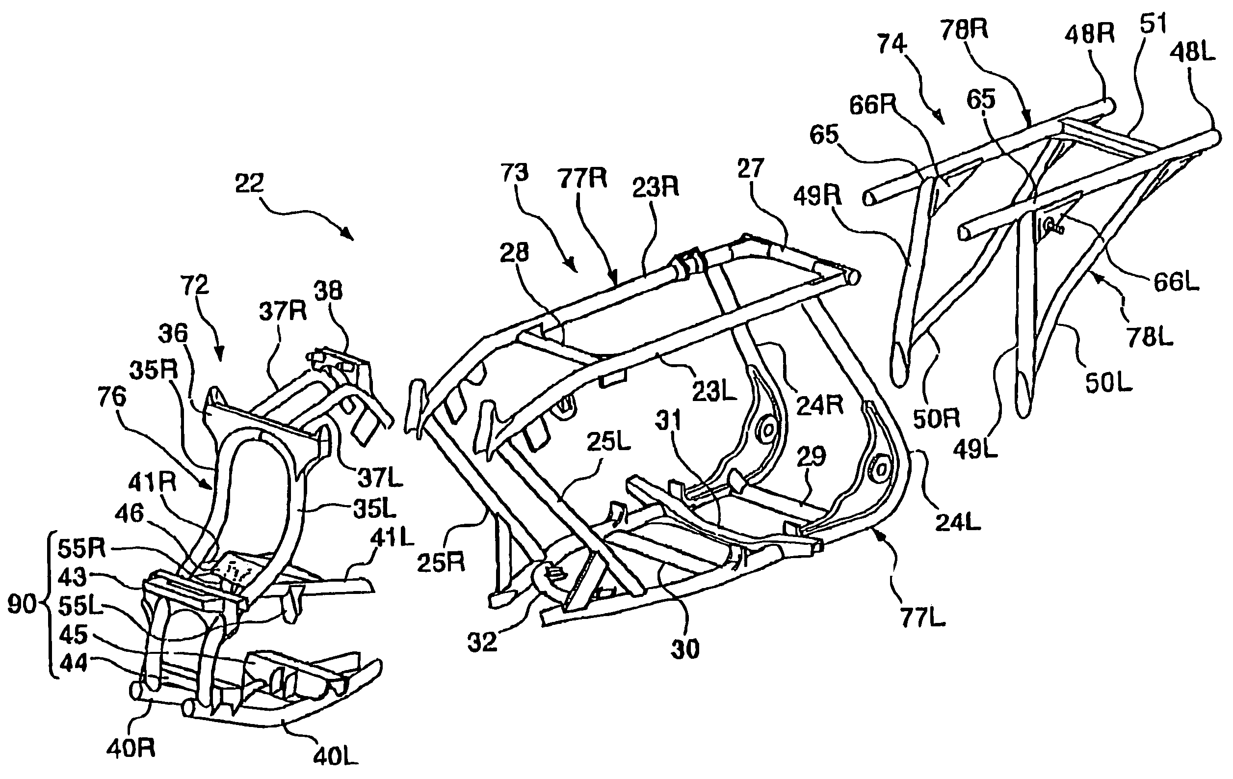 Frame structure in saddle type vehicle and method of manufacturing frame