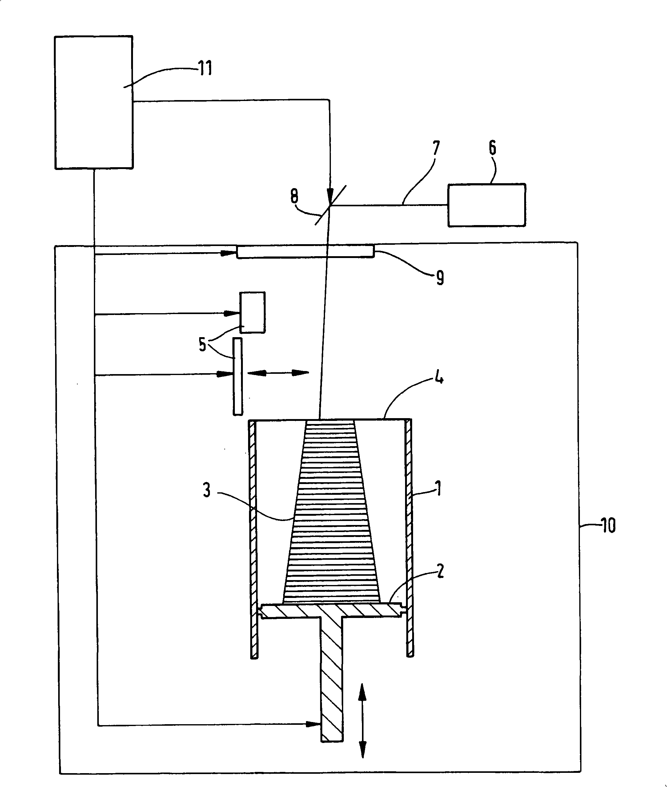 Device and method for the layered production of a three-dimensional object from a powdered constituent