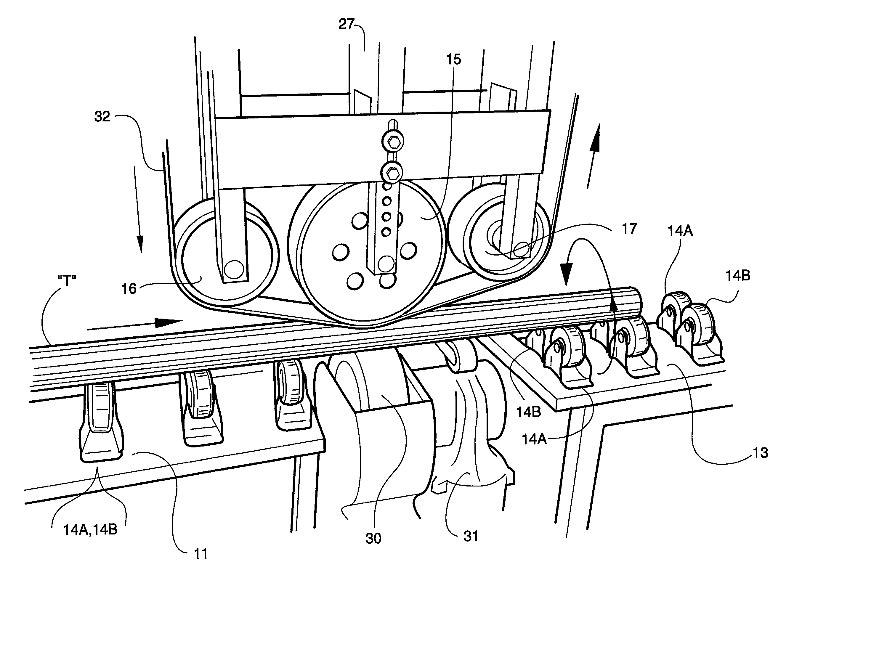Apparatus for in-line surface polishing of cylindrical stock such as stainless steel tubing, and method