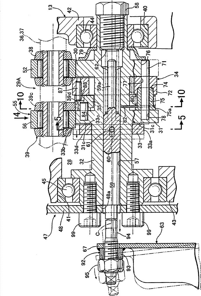 Variable valve device of engine