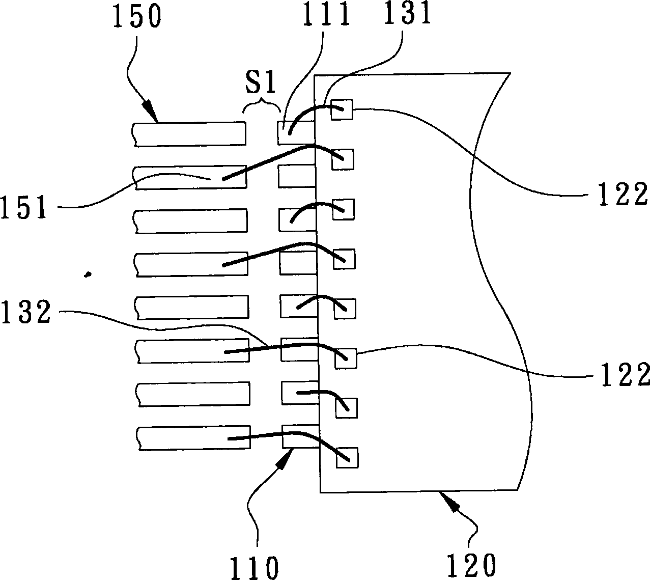 Semiconductor encapsulation conformation throwing in multi-sinuosity connection finger