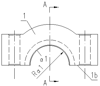 An induction hardening device for the concave spherical surface of the connecting seat of the blade