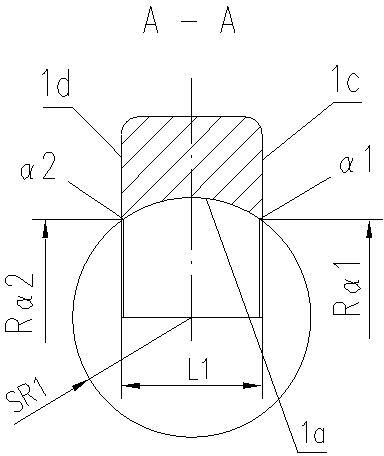 An induction hardening device for the concave spherical surface of the connecting seat of the blade