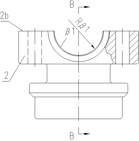 An induction hardening device for the concave spherical surface of the connecting seat of the blade