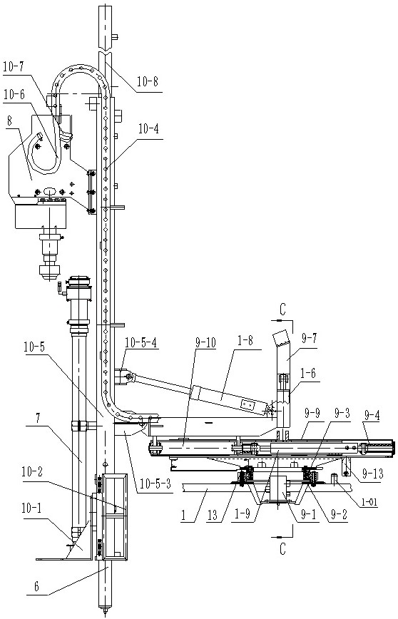 Drilling and piling device of highway guardrail breakdown van