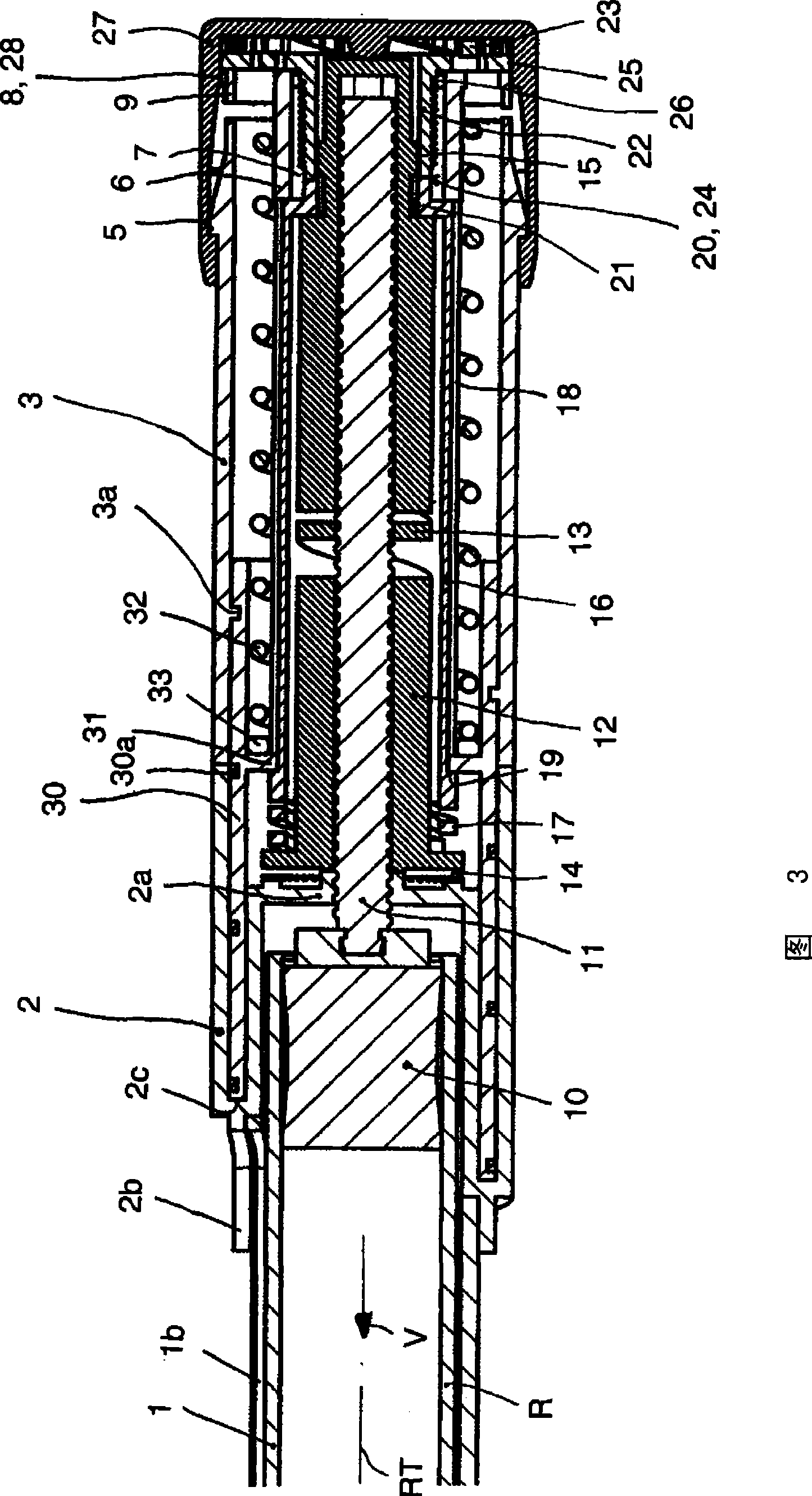 Injection device with axially overlapping dosing or display member
