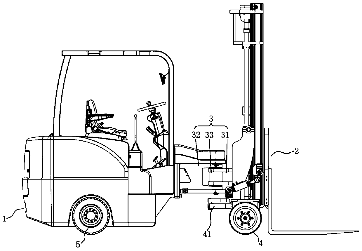 Four-fulcrum narrow roadway articulated forklift