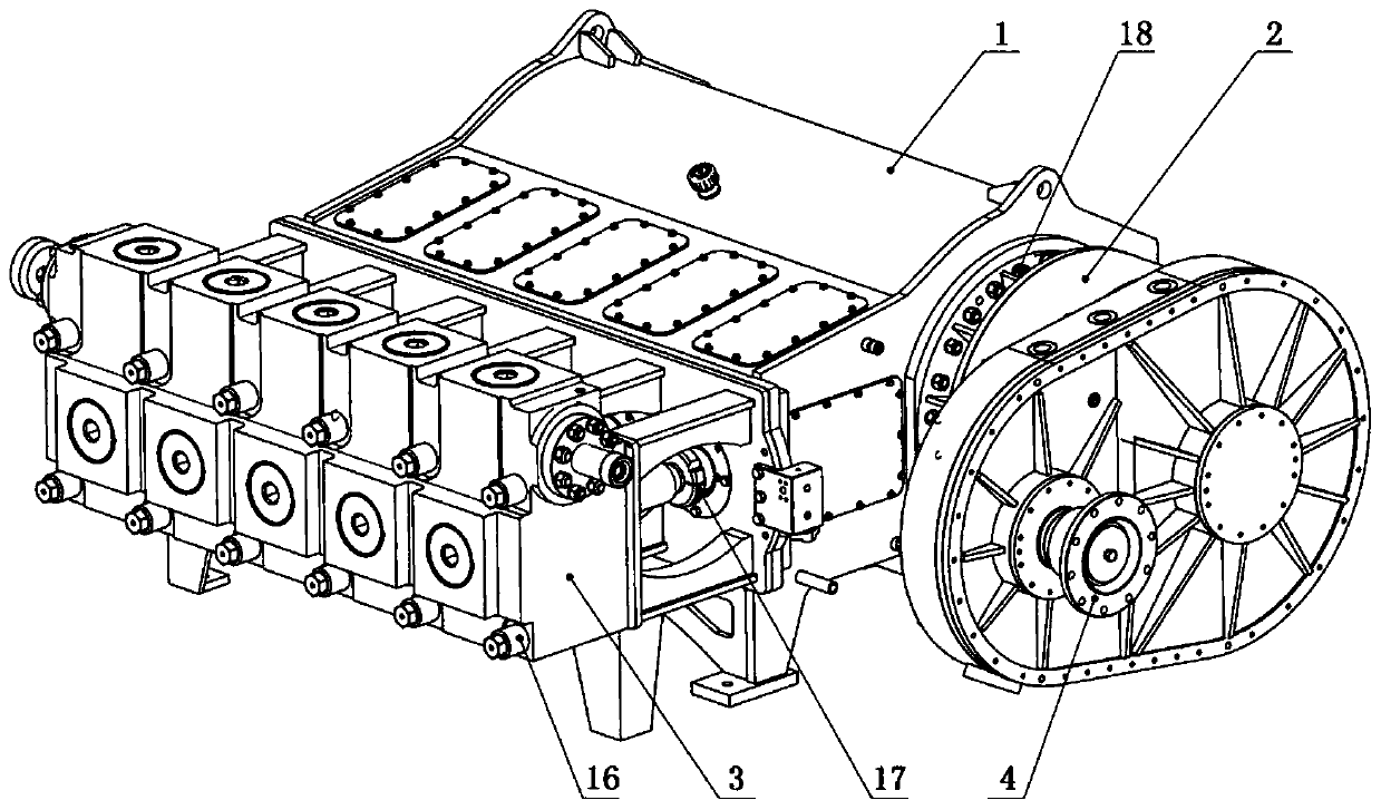 Five-cylinder plunger pump with integral power end structure