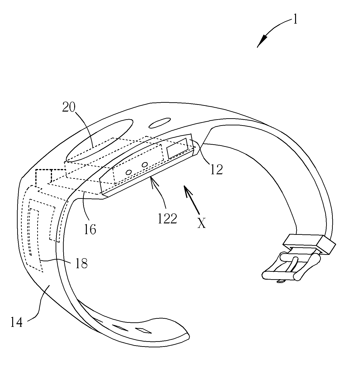 Antenna structure for wearable electronic device and wearable wireless electronic device