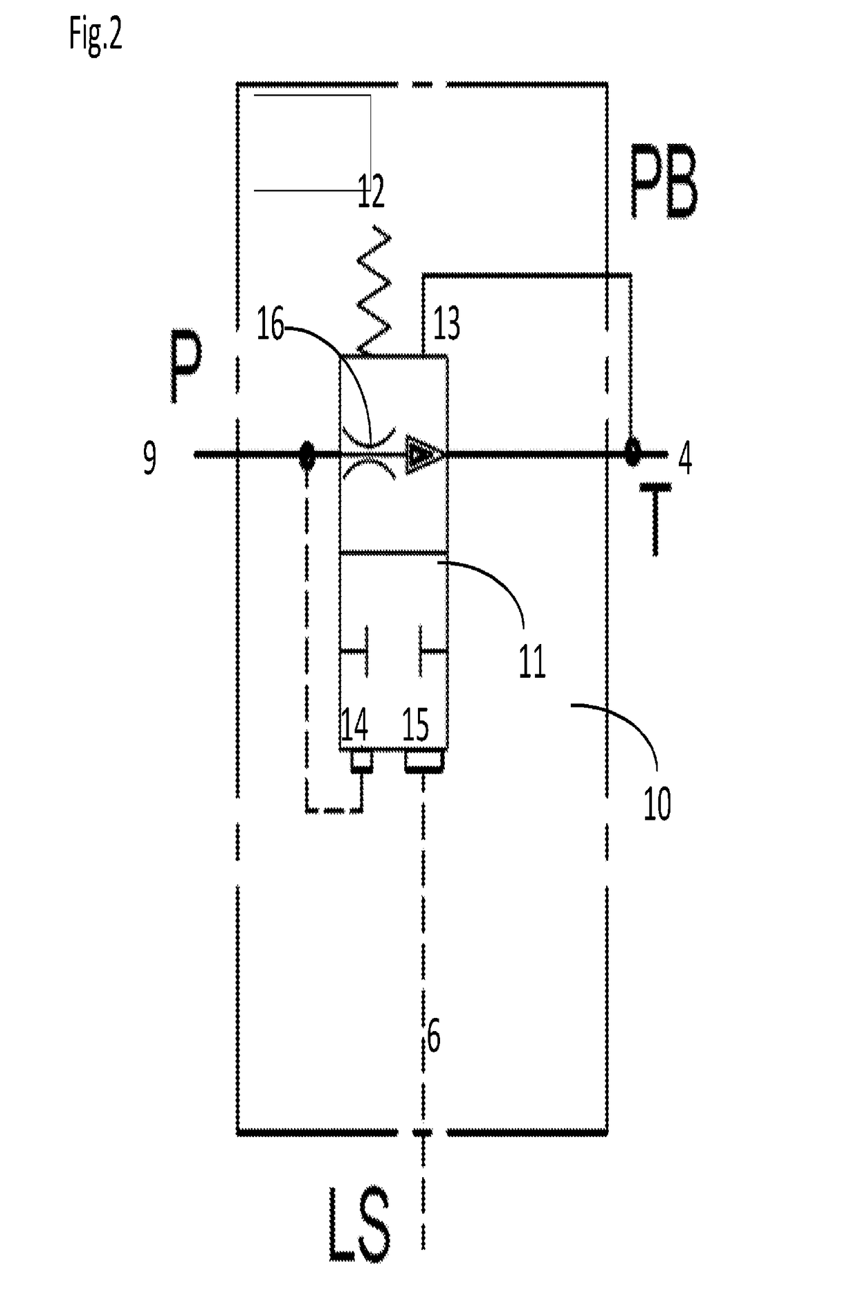 Hydraulic distributor with valve device with active discharge in load sensing circuits