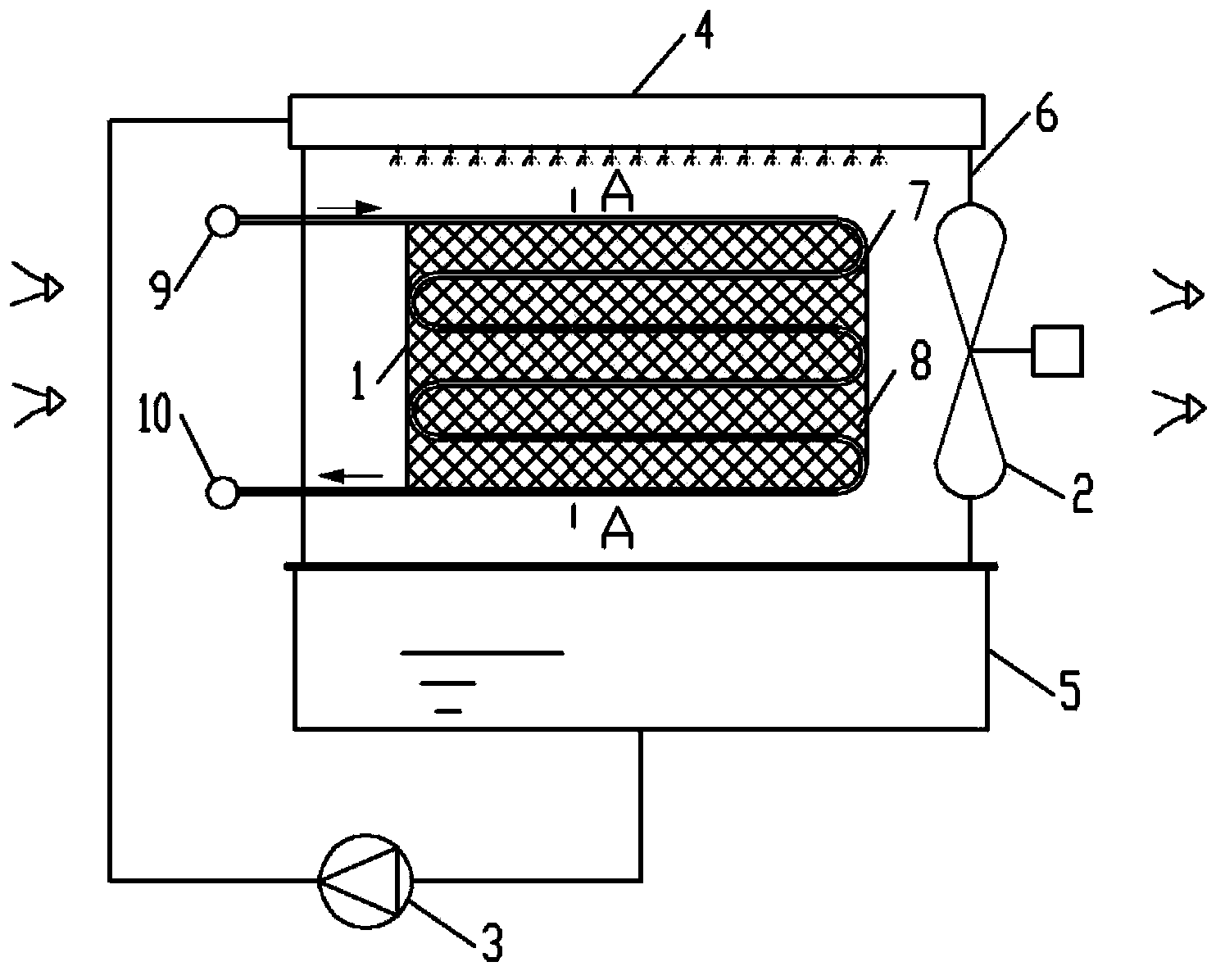 Filler coupling coil evaporative condenser