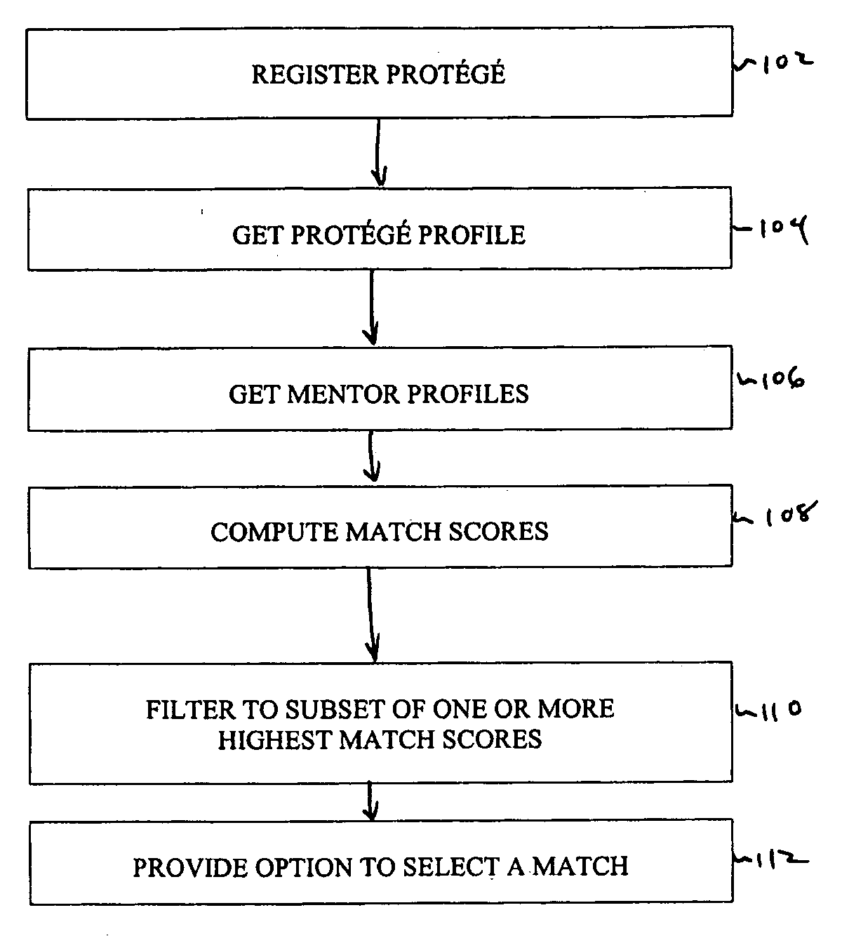 Mentor-protege matching system and method