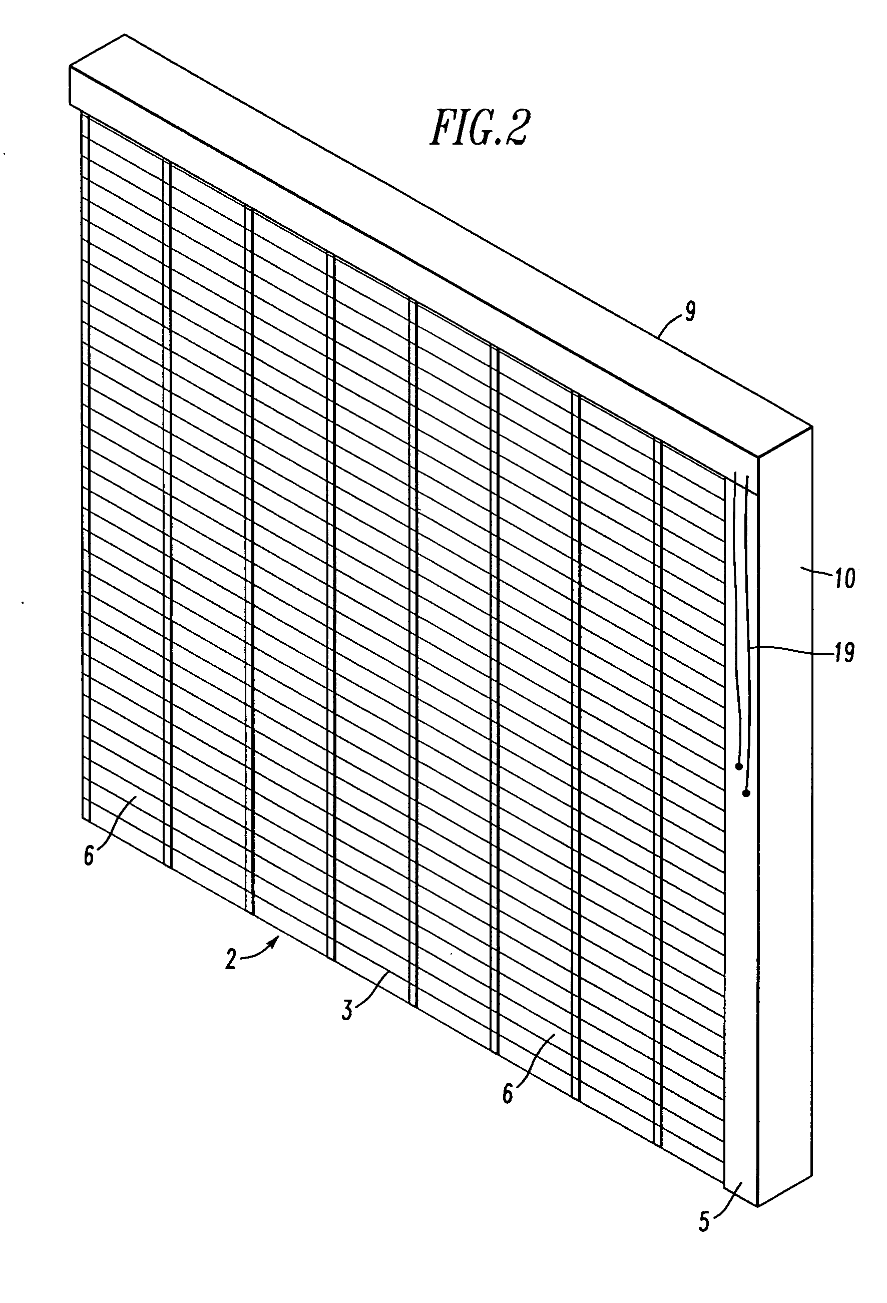 Vertical blind having a face of parallel threads