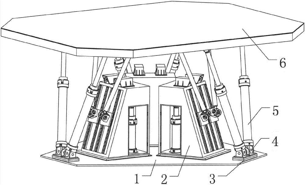 A six-degree-of-freedom double-parallel type heavy swing platform with load balancing devices