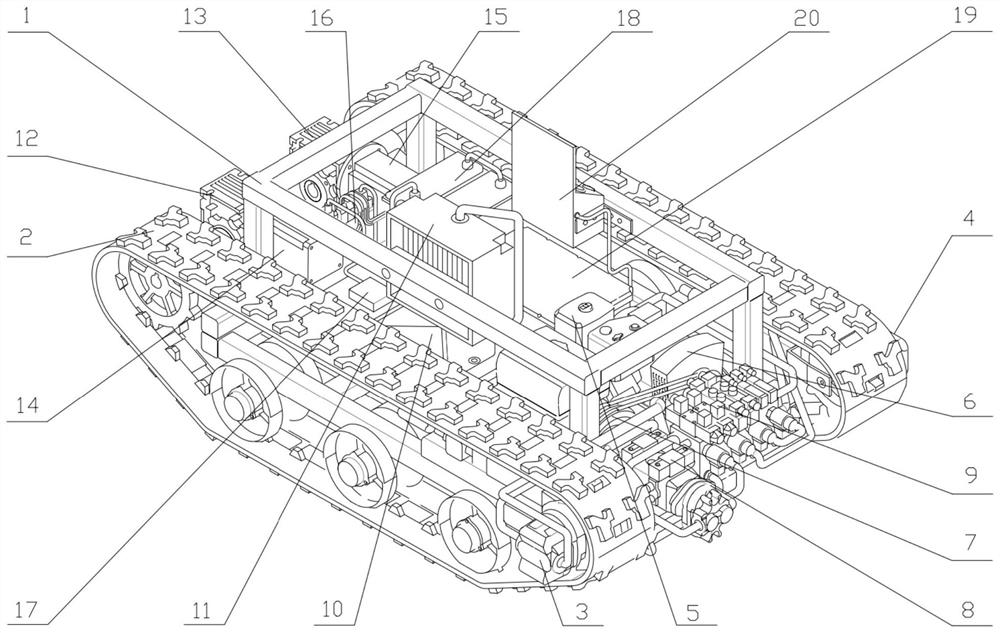 Novel electro-hydraulic hybrid drive crawler-type chassis