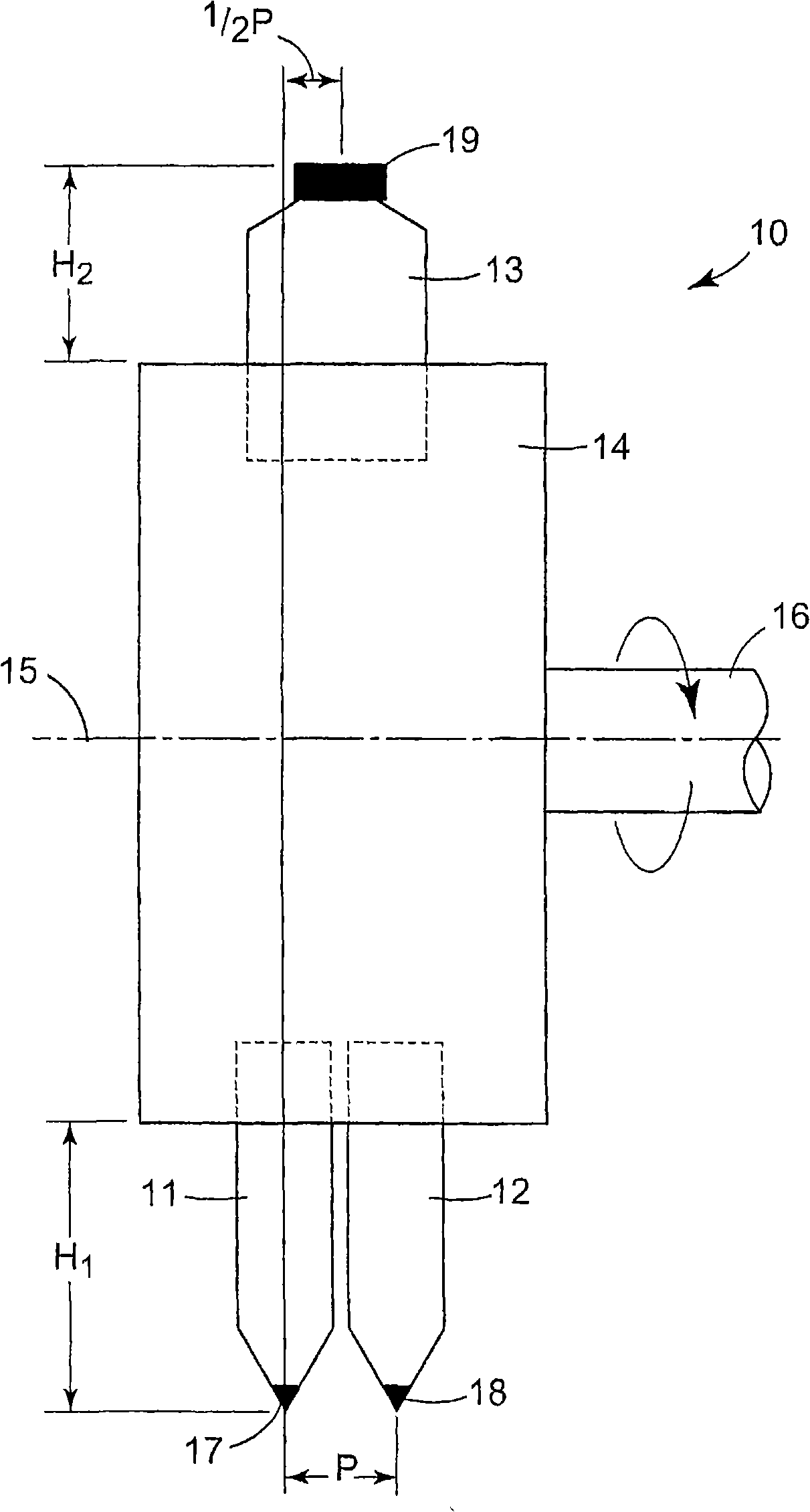 Cutting tool assembly including diamond cutting tips at half-pitch spacing for land feature creation