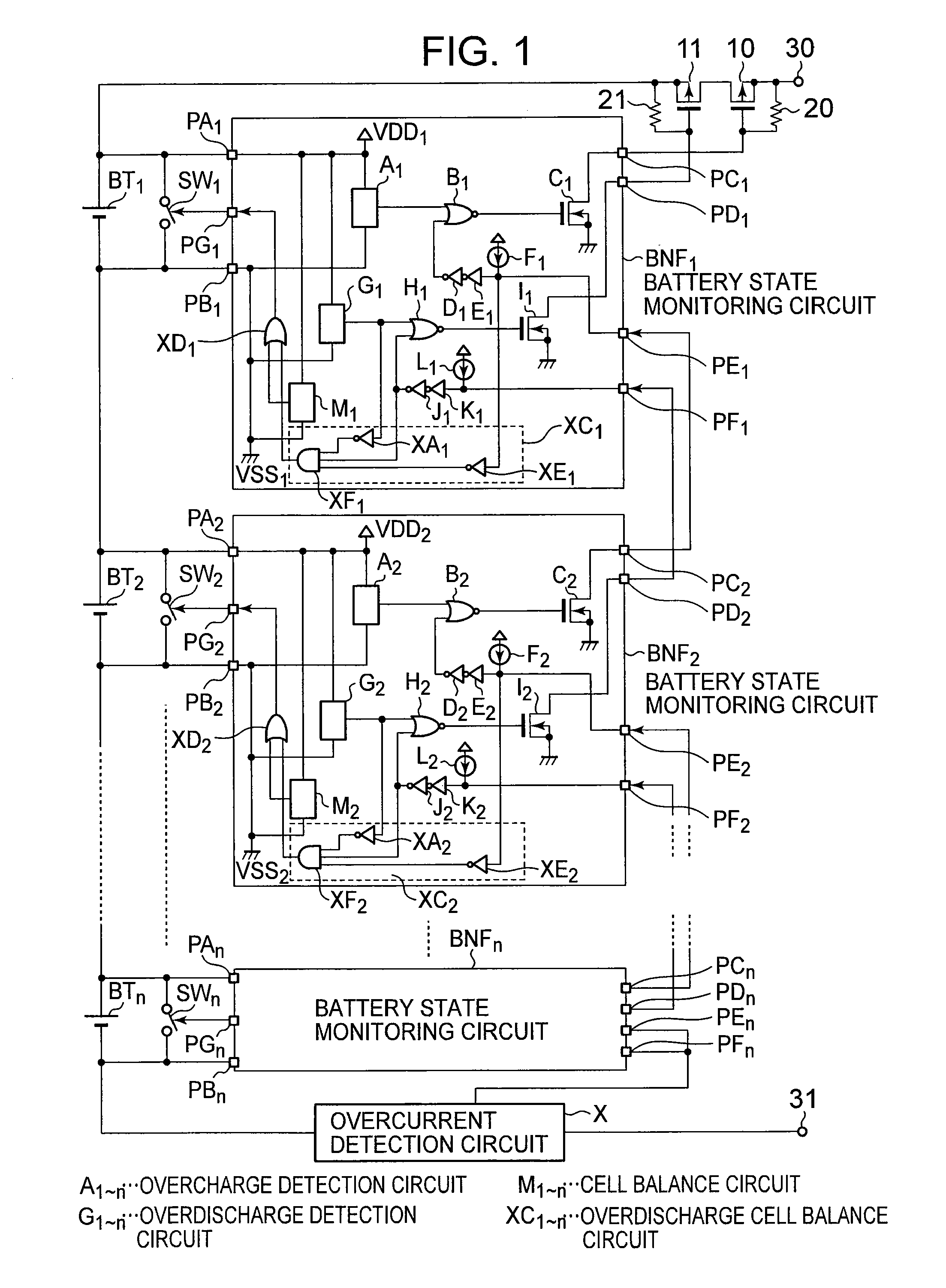 Battery state monitoring circuit and battery device