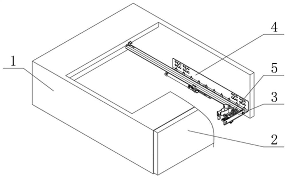 Device with convenient connection function for connecting drawer and guide rail