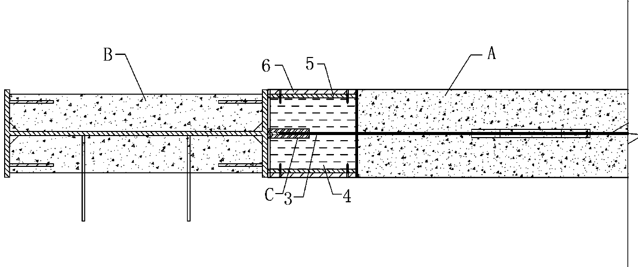 Beam column or beam-beam butt joint node structure suitable for assembly type PEC and construction method thereof