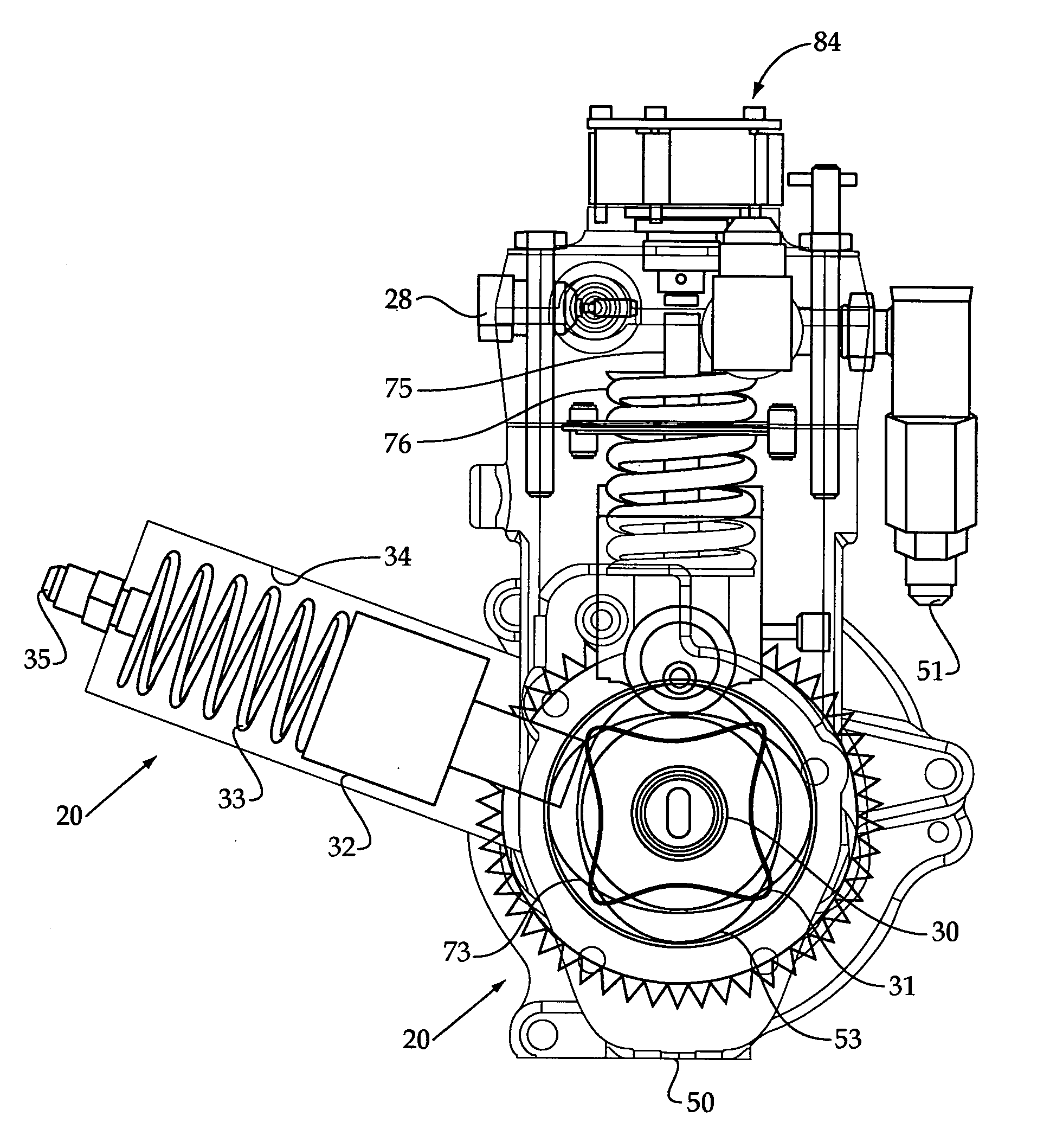 Pump with torque reversal avoidance feature and engine system using same