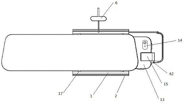 Mobile phone holder device fixed on inside rearview mirror and provided with charging and sound amplifying functions