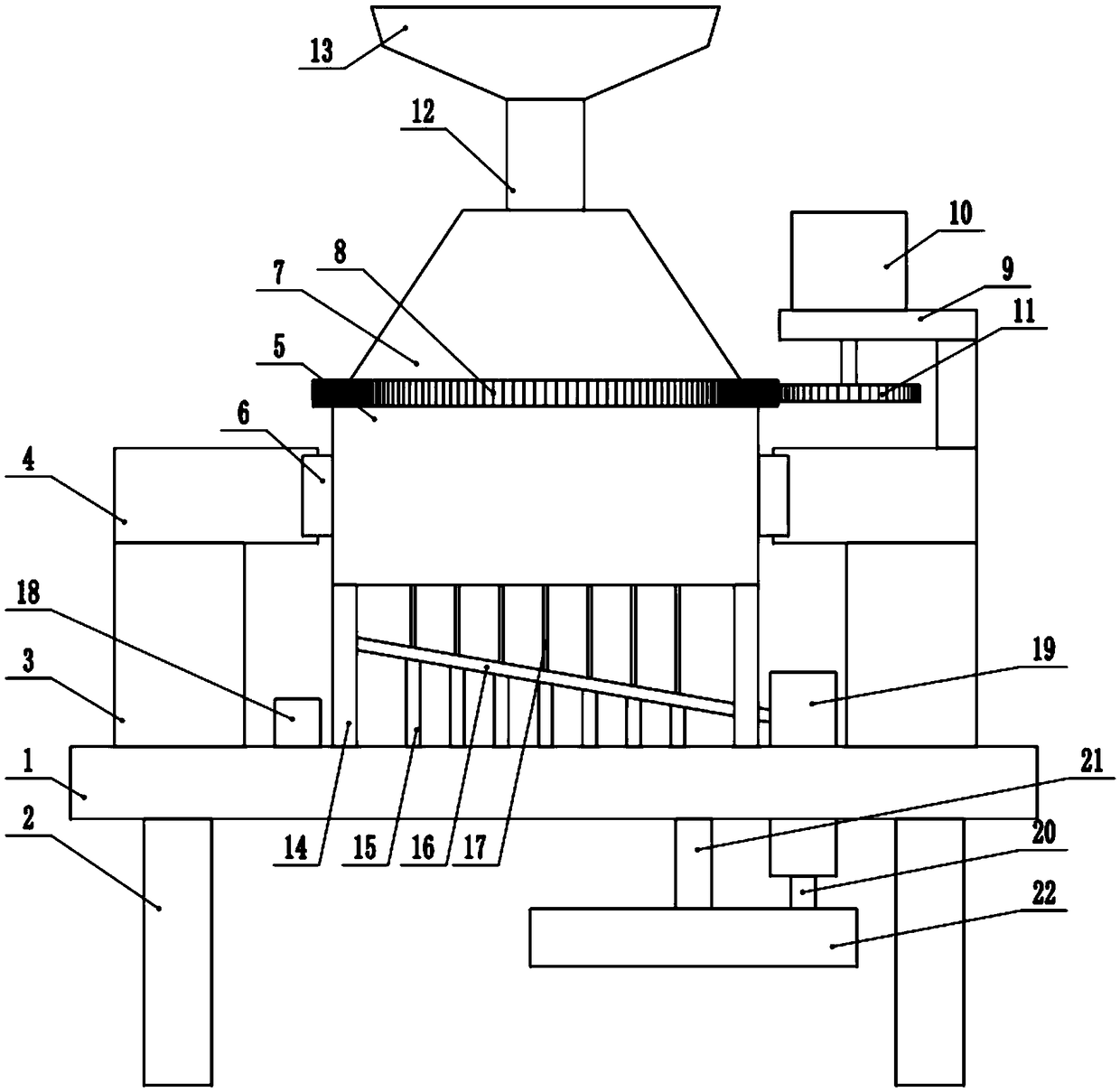 Make-up powdery raw material grinding and refining device