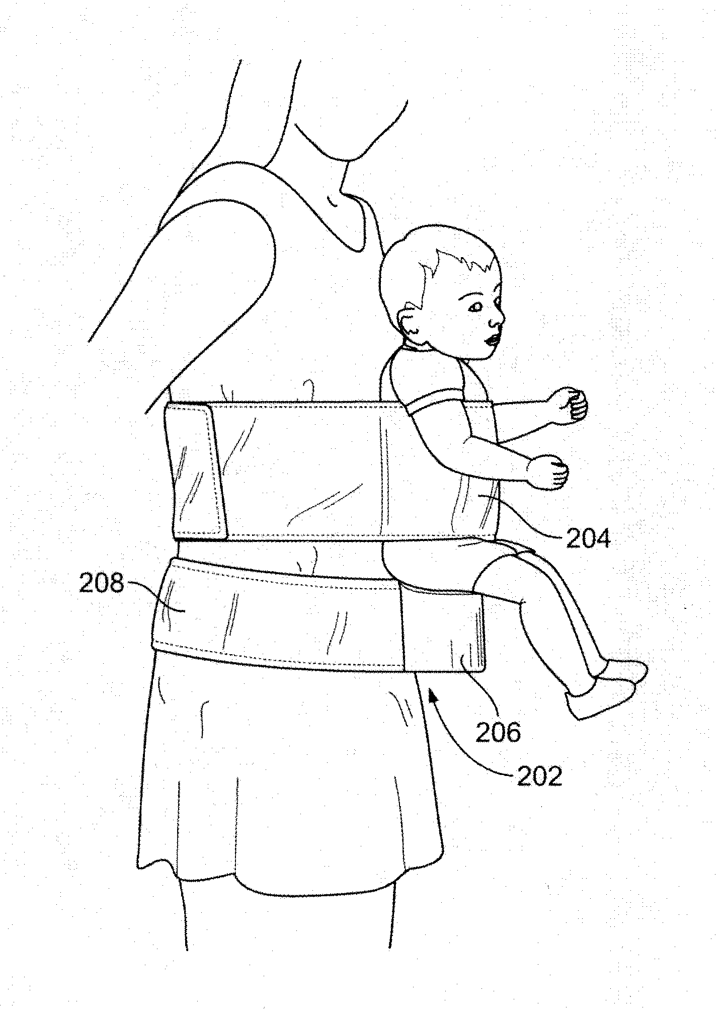 Strap-on child carrier with support seating element