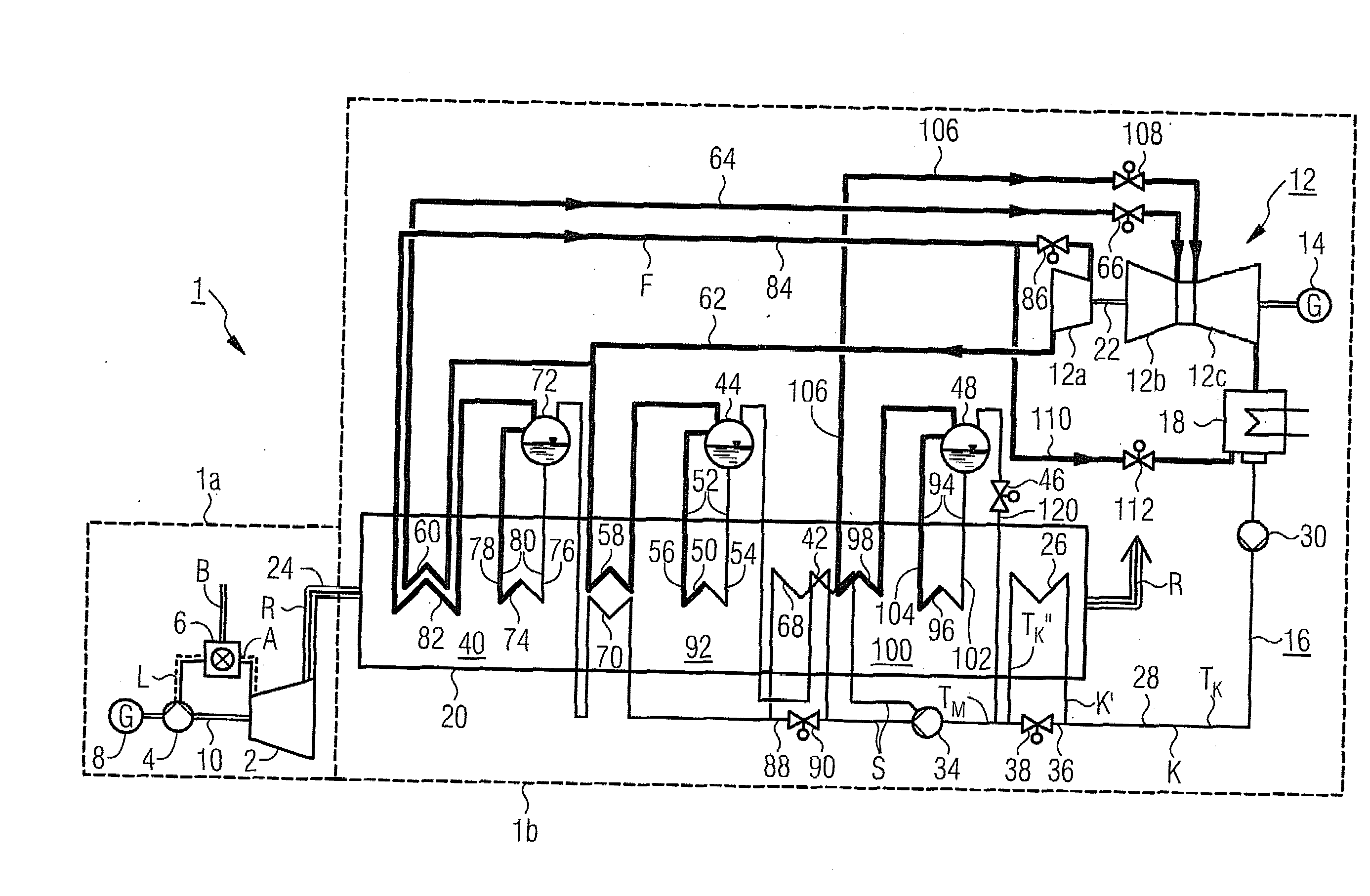 Method for operating a gas and steam turbine plant and a gas and steam turbine plant for this purpose