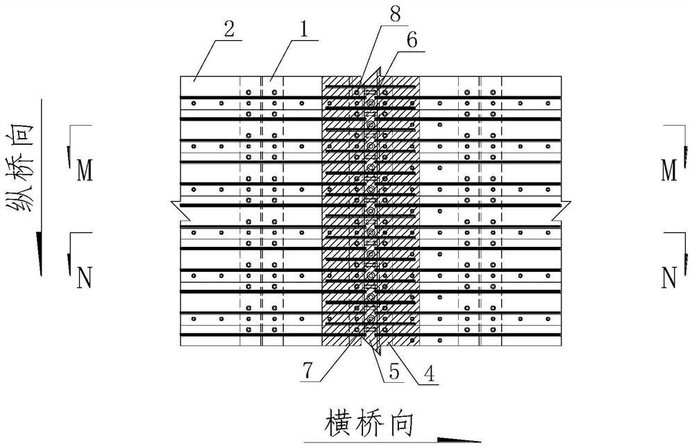 Longitudinal bridge direction joint connecting structure of profile steel UHPC composite board