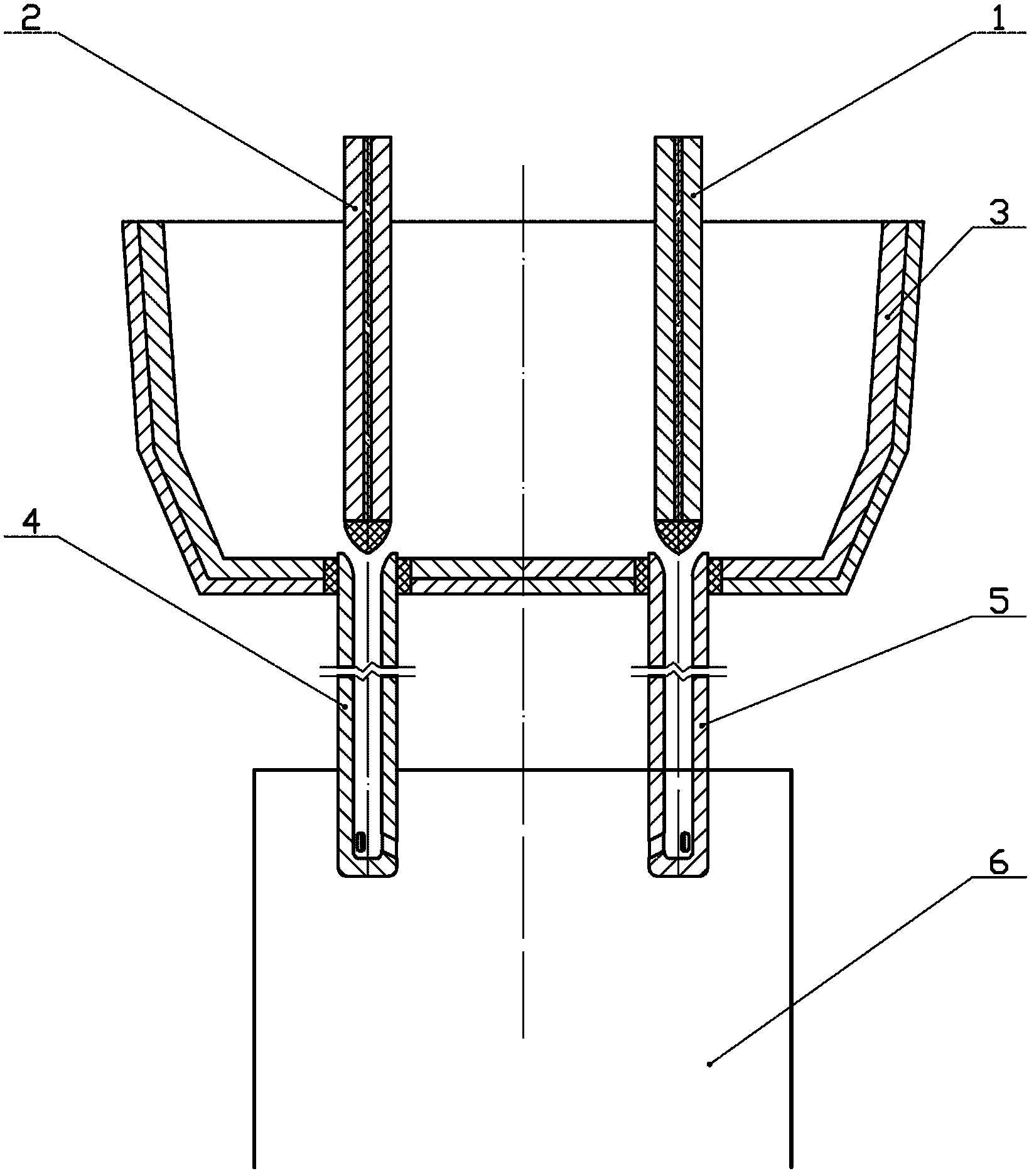 Continuous casting method and device for double-nozzle cast ultra-thick plate blank