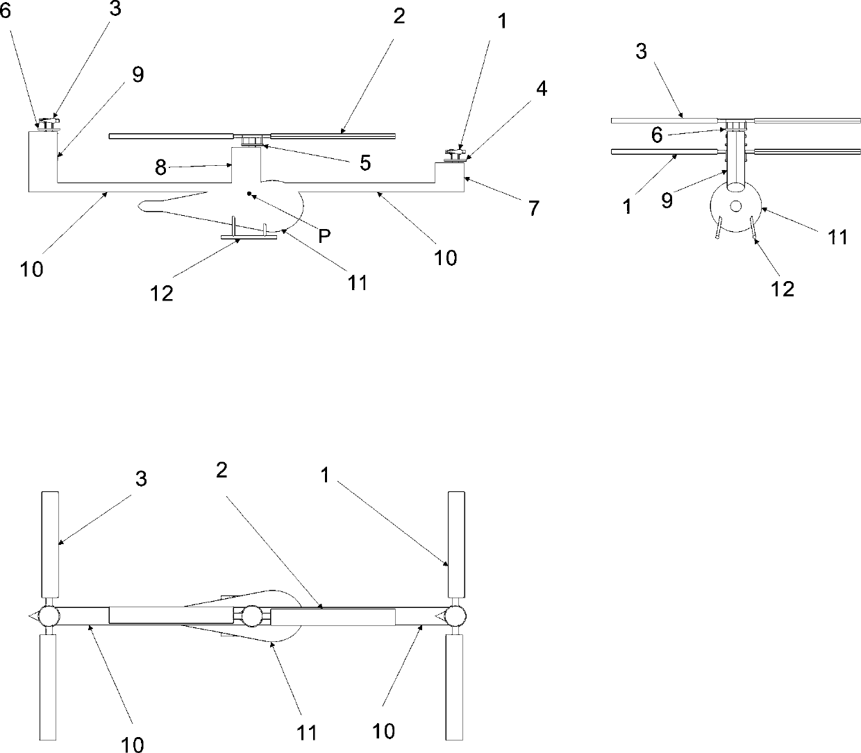 Unequal-radius tandem three-rotor helicopter