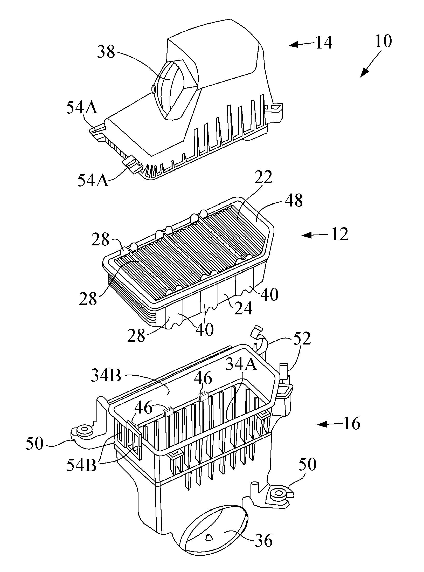 Air cleaner assembly and filter element providing improved dynamic wall stiffness