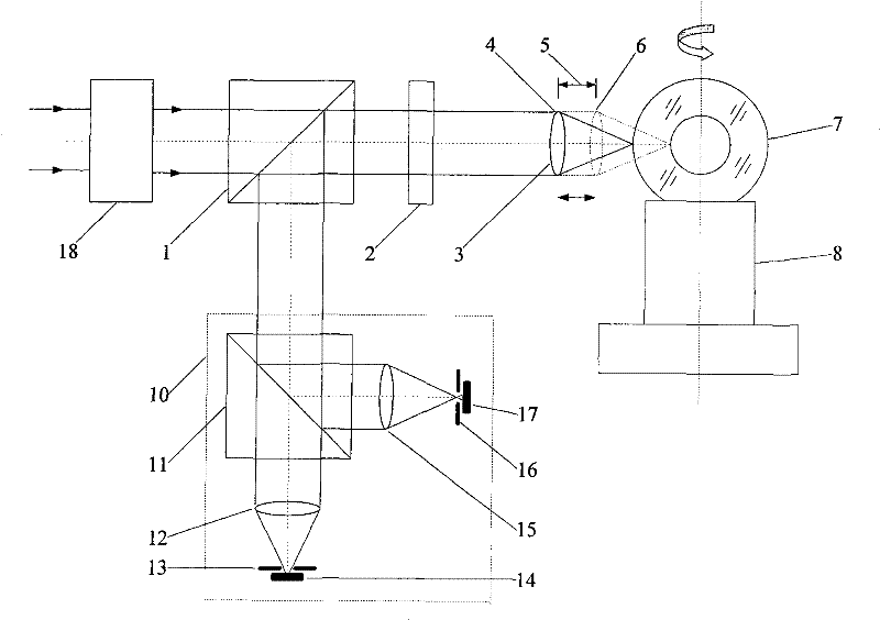 Method for measuring inside and outside outline as well as wall thickness of differential confocal targeting trigger-type hollow sphere and device therefor