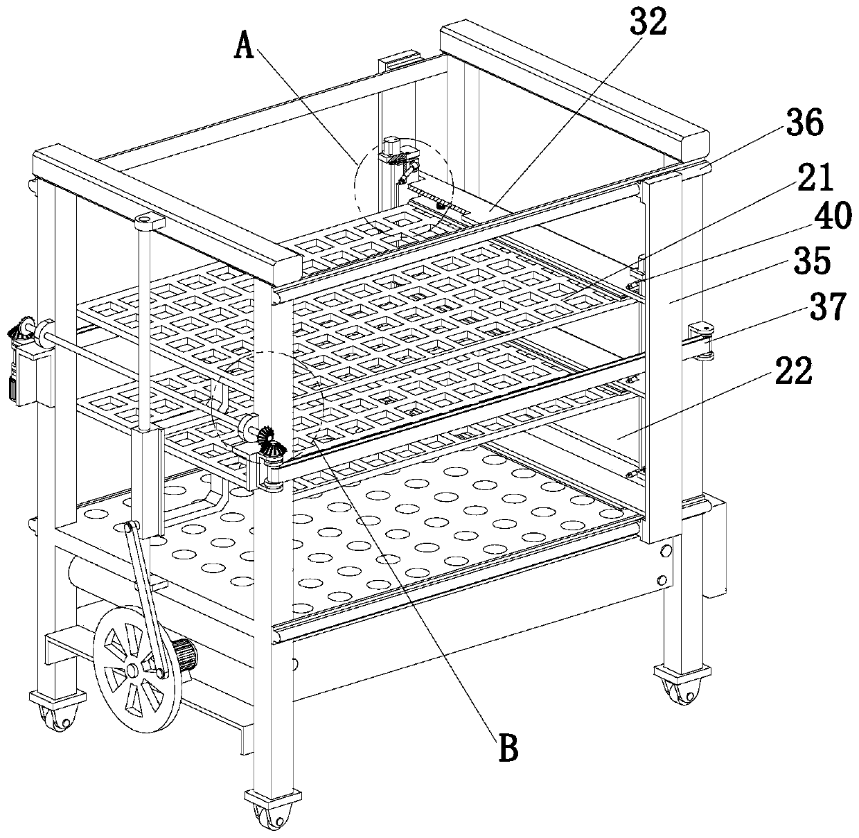 Poultry breeding cage facilitating removal of dung and operating method thereof
