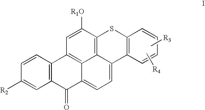 Articles containing thioxanthone dyes