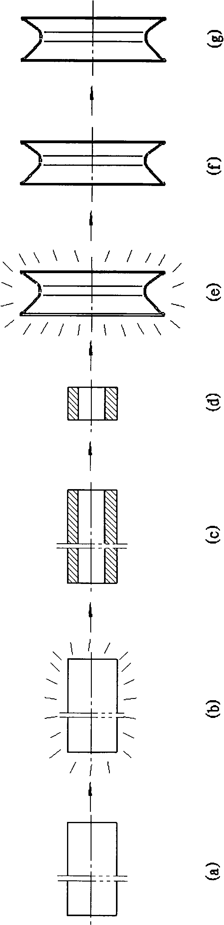 Process for forming spare billet of wheel rim without inner tube with constant strength variable cross-section