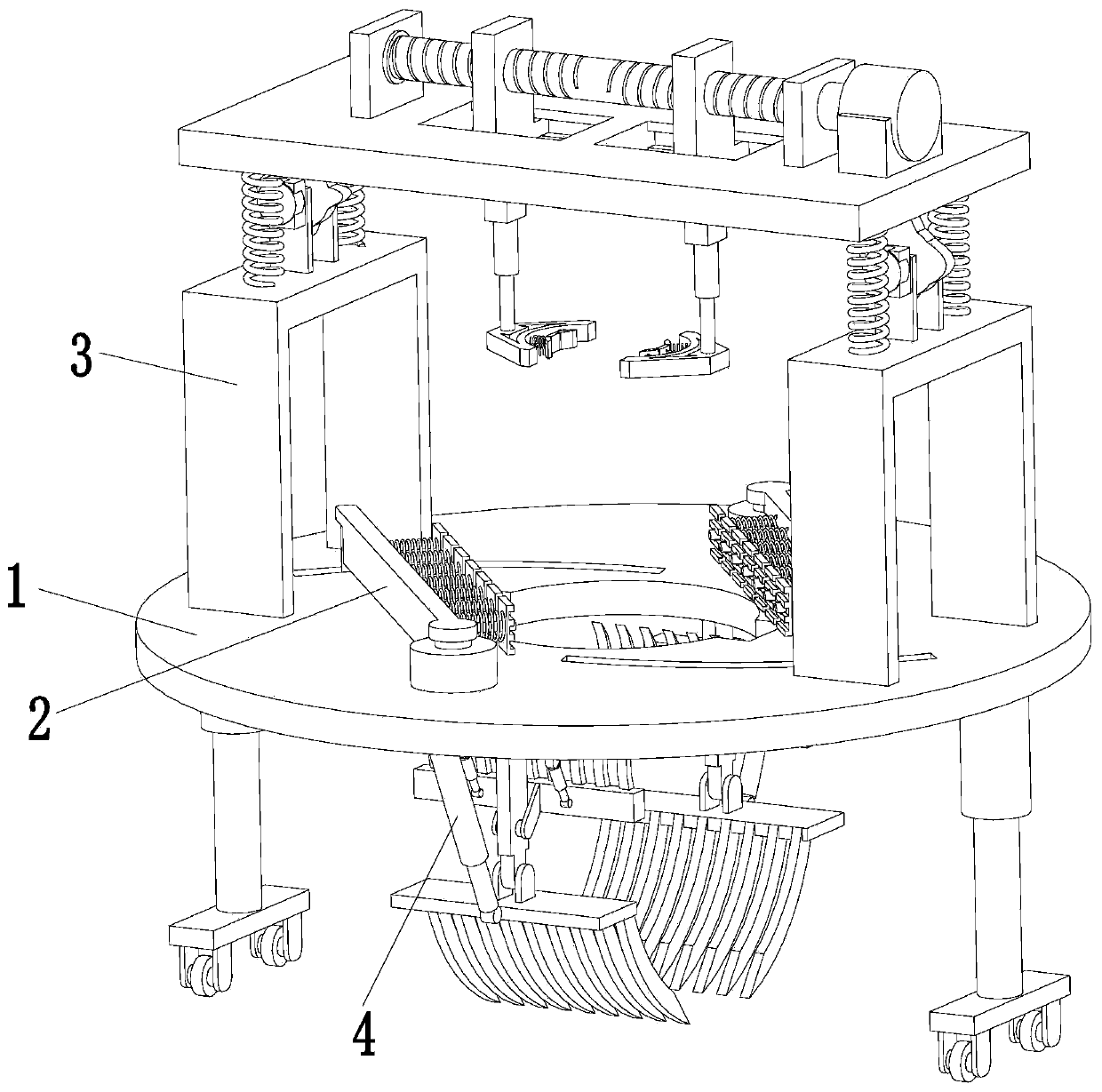 A digging device for tufted root and hair medicinal materials