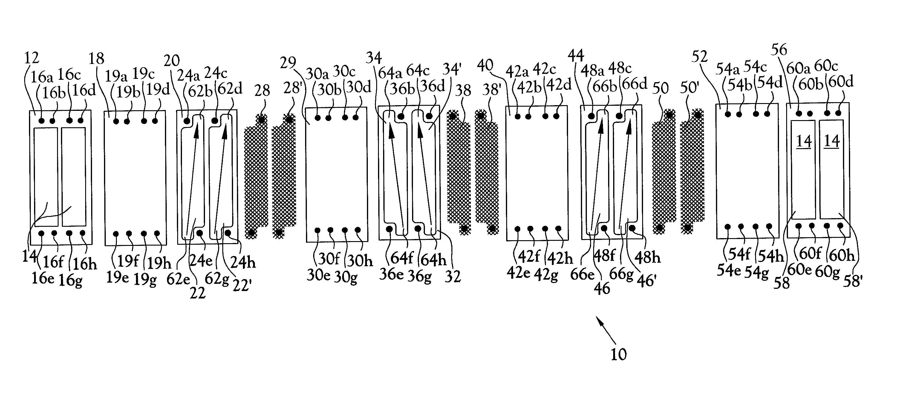 Multi-path split cell spacer and electrodialysis stack design