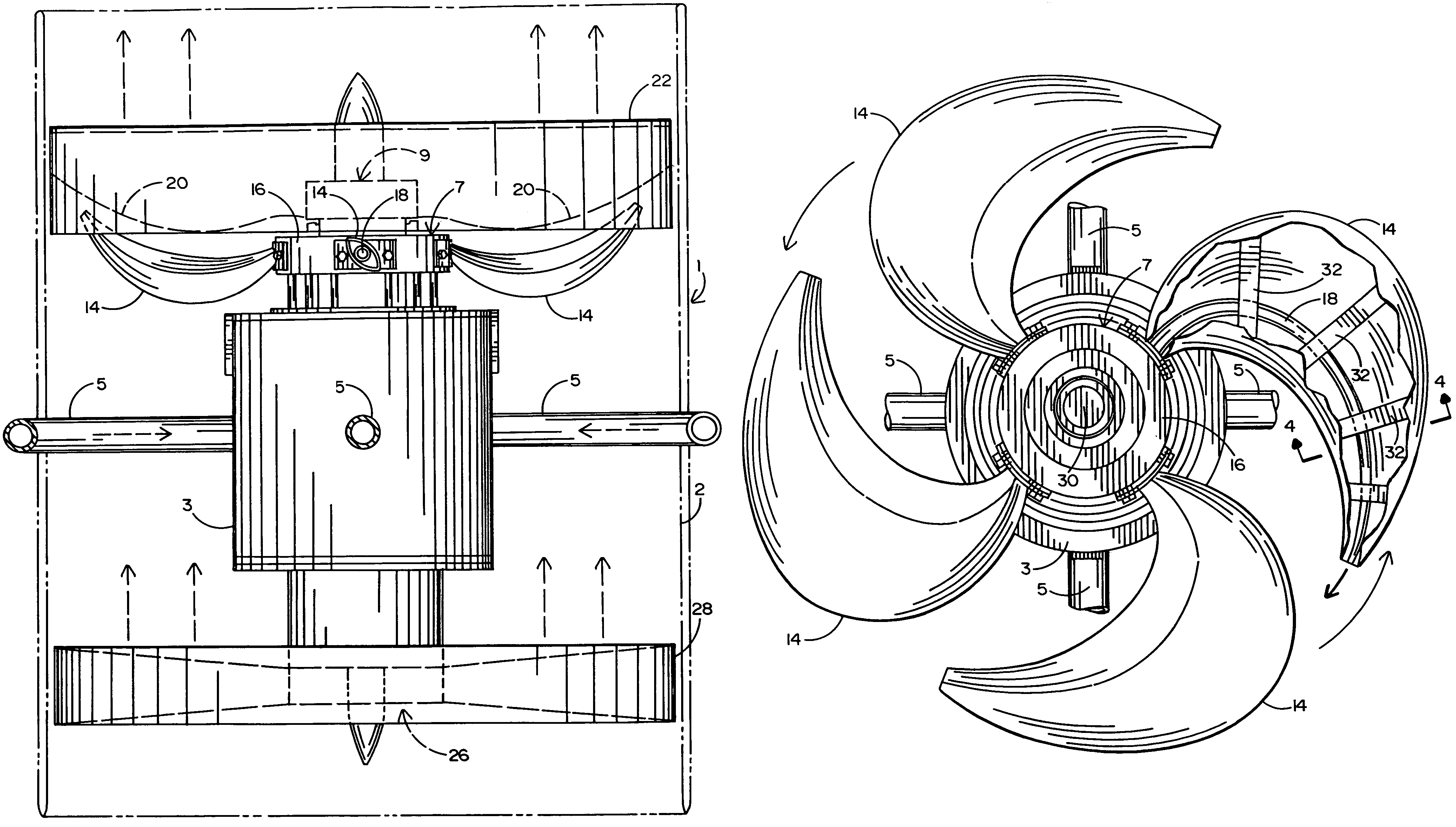 Multi-stage fluid power turbine for a fire extinguisher