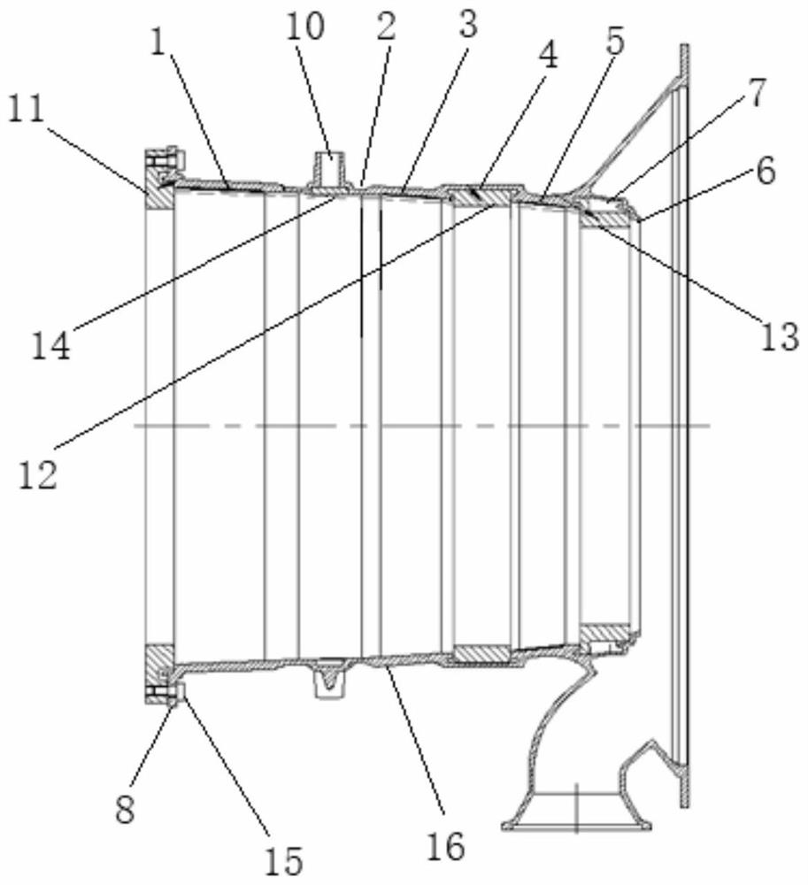 Tool for repairing flow passage of axial flow casing of aero-engine and application method for tool