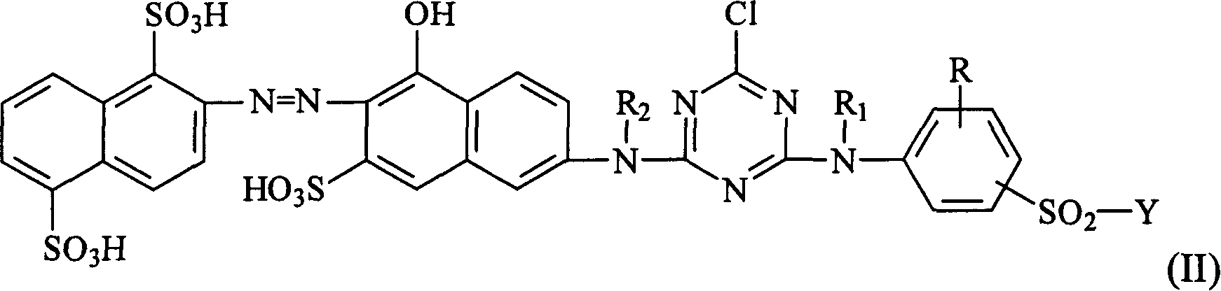 Reaction dyestuff composition and its application