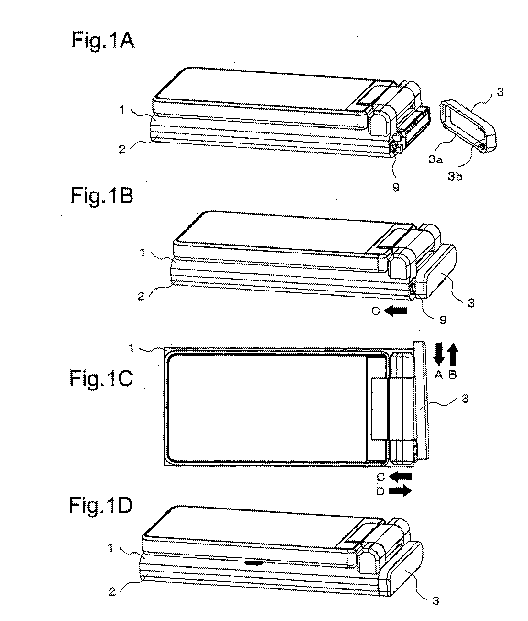 Case mounting structure, case, and case mounting method