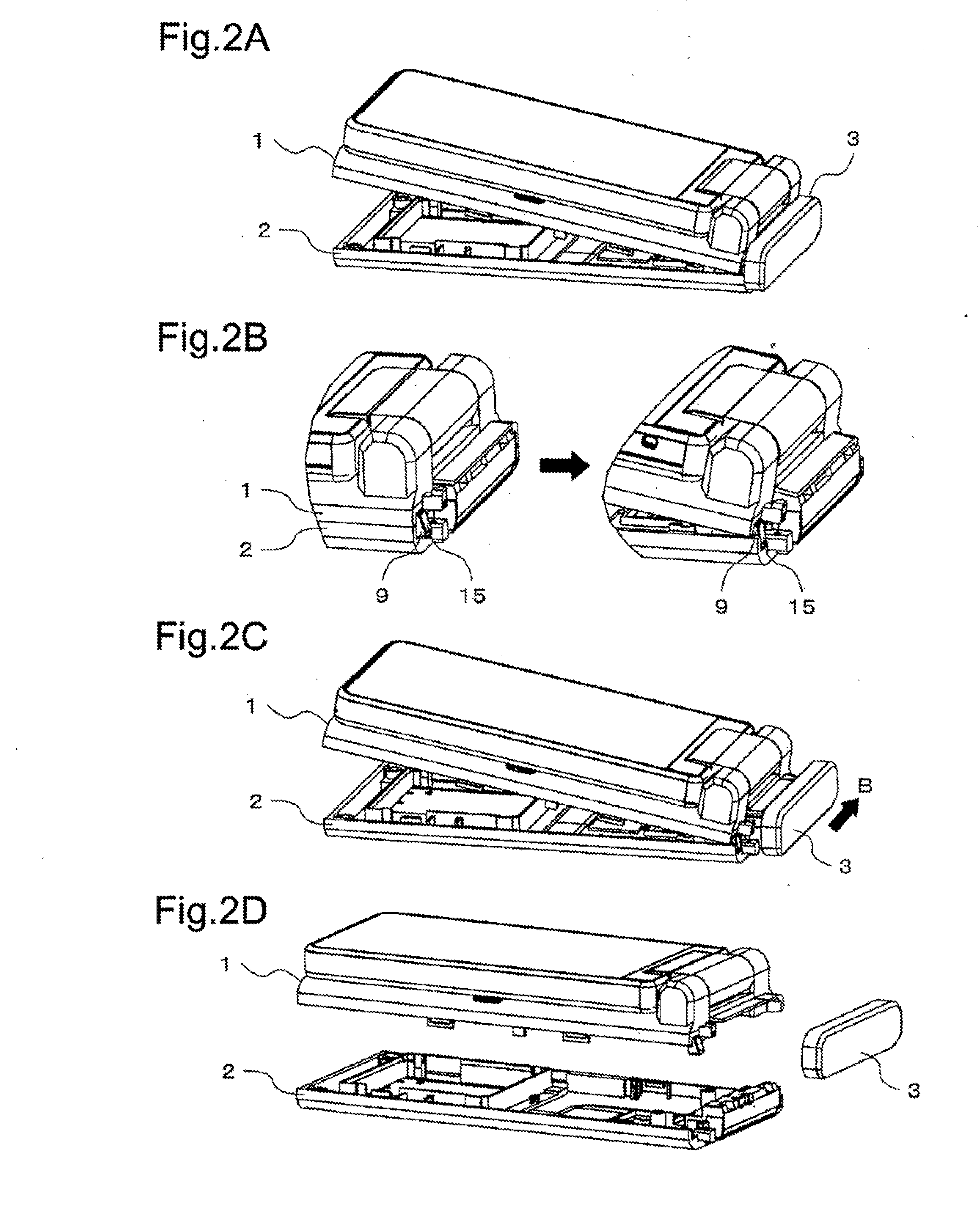 Case mounting structure, case, and case mounting method