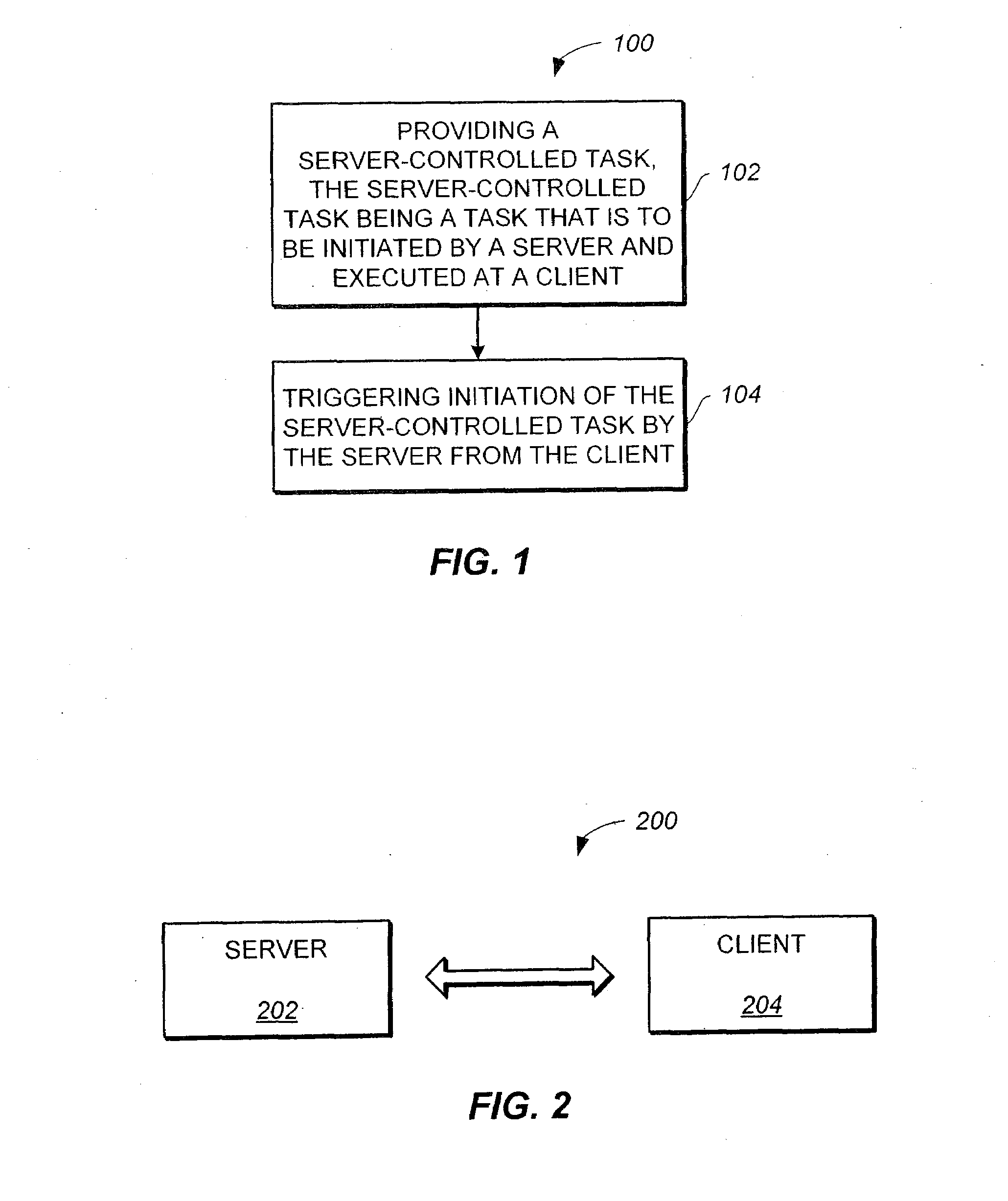 Initiating execution of server-controlled tasks