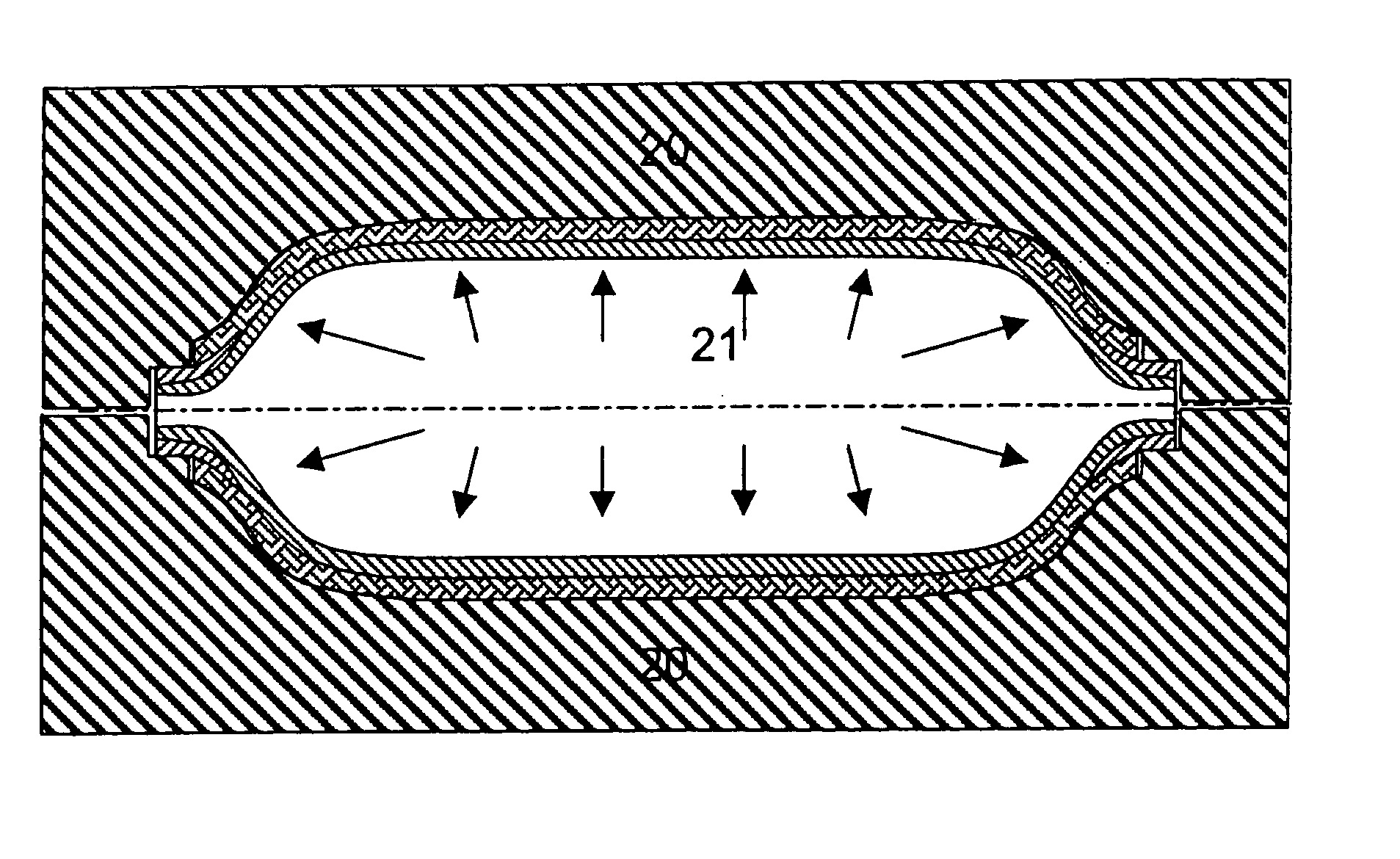 Non-isothermal method for fabricating hollow composite parts