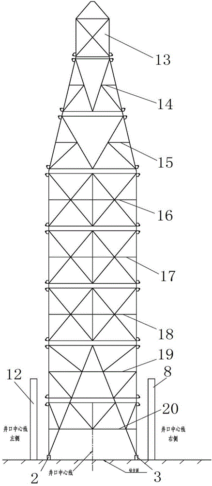 Petroleum drilling machine tower-shaped derrick sleeving mounting method