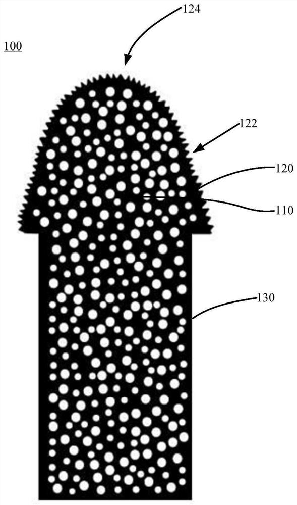Composite material for stylus tip, tip and preparation method